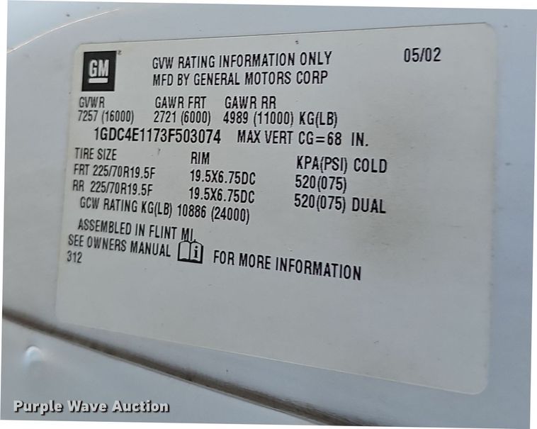 image for item DW3164 2003 GMC C4500 flatbed truck