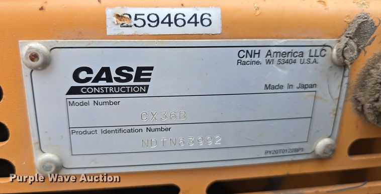 image for item DW3180 2013 Case CX36B ZTS mini excavator