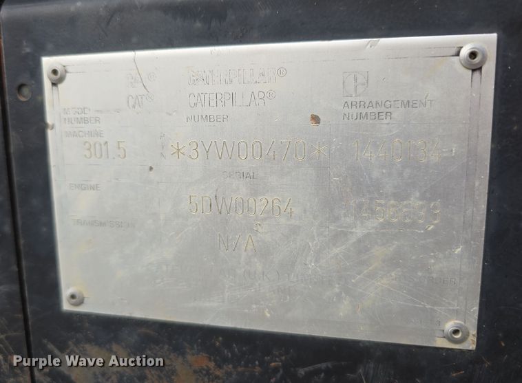 image for item DW3181 1999 Caterpillar 301.5 mini excavator