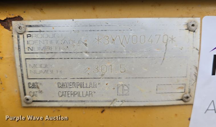 image for item DW3181 1999 Caterpillar 301.5 mini excavator