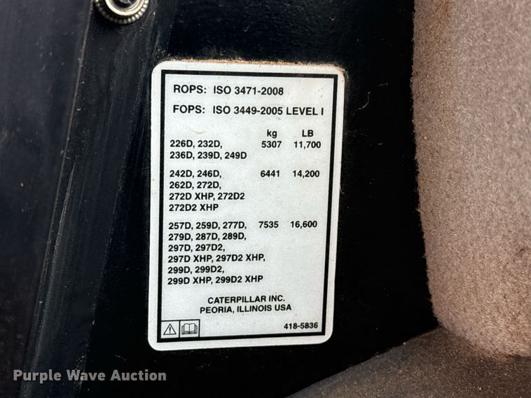 image for item ED5525 2018 Caterpillar 299D2 XHP tracked skid steer loader