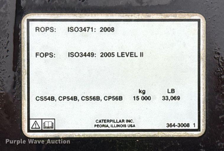image for item ED5529 2016 Caterpillar CS56B single drum vibratory roller