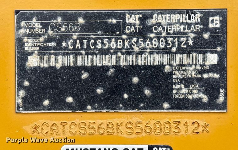 image for item ED5529 2016 Caterpillar CS56B single drum vibratory roller