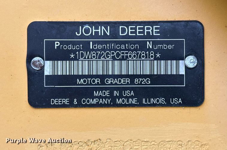image for item ED5530 2015 John Deere 872GP motor grader