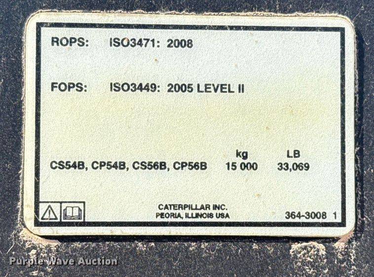 image for item ED5537 2017 Caterpillar CP56B single drum vibratory roller