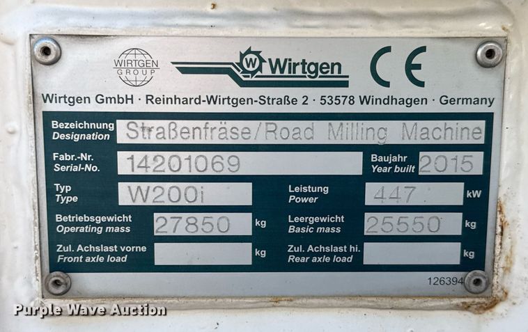 image for item ED5542 2015 Wirtgen W200i milling machine
