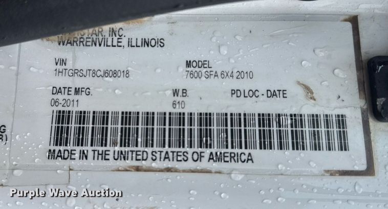 image for item EG2514 2012 International 7600 vacuum truck