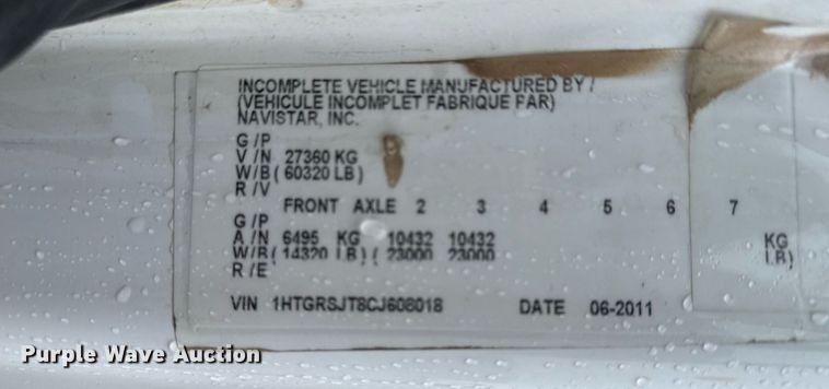 image for item EG2514 2012 International 7600 vacuum truck