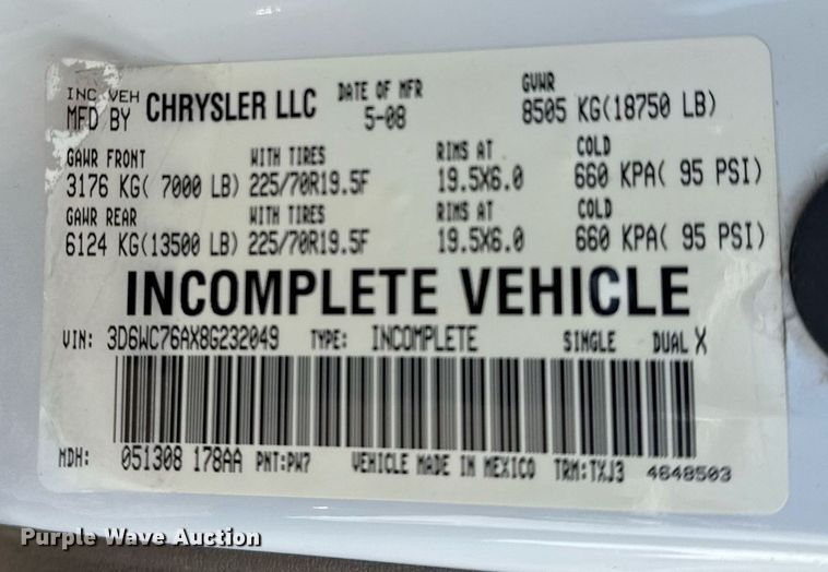 image for item EG2551 2008 Dodge Ram 5500HD bucket truck