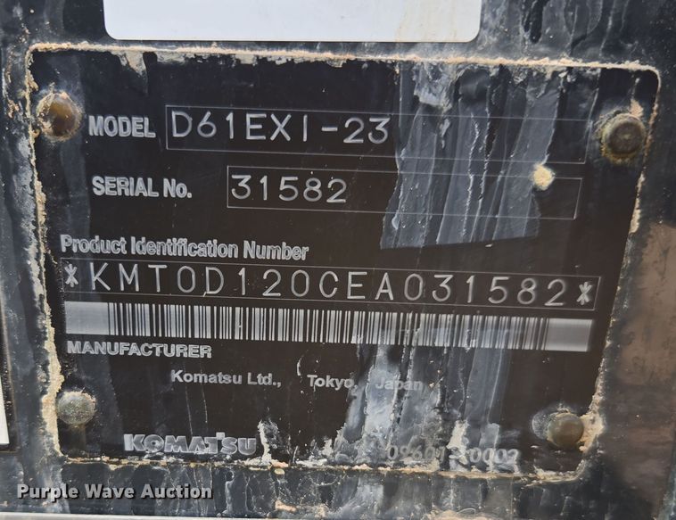 image for item EI4163 2015 Komatsu D61EXI-23 dozer