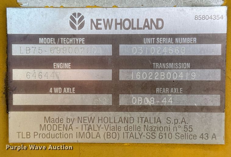 image for item EJ3484 2003 New Holland LB75 backhoe