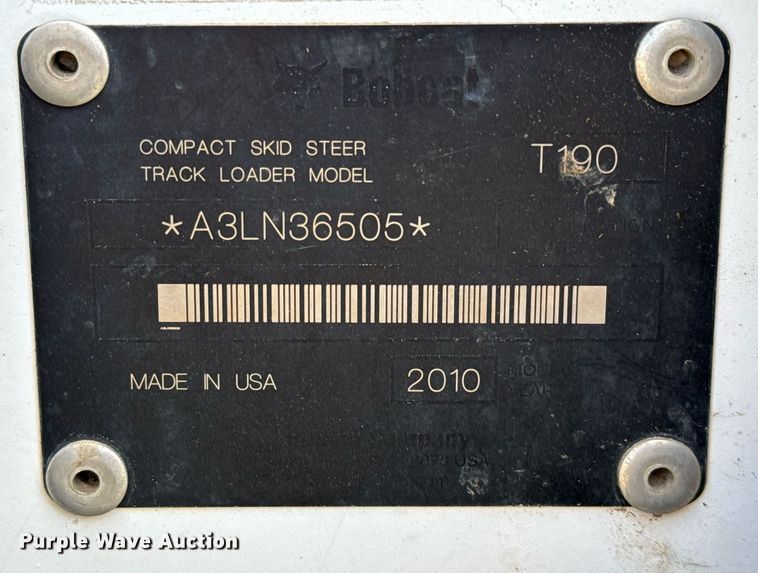 image for item EJ3485 2010 Bobcat T190 tracked skid steer loader