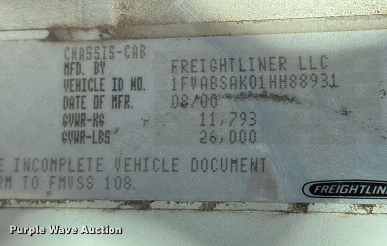 image for item EJ3486 2001 Freightliner FL70 dump truck