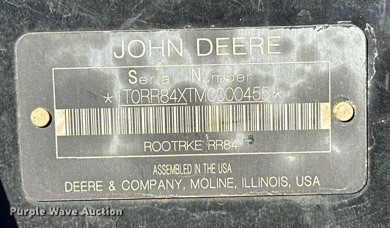 image for item EK0408 John Deere RR84 skid steer root rake grapple