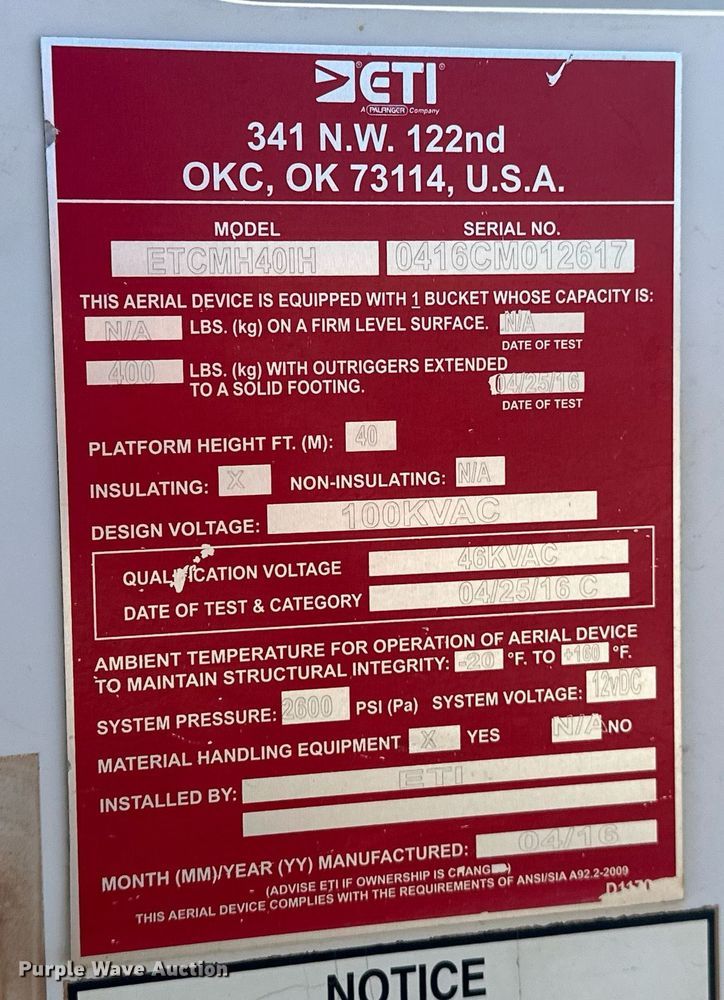 image for item EK0412 2016 Ford F550 Super Duty bucket truck