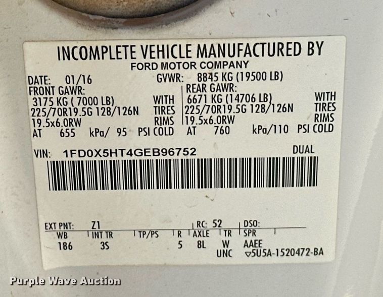 image for item EK0413 2016 Ford F550 Super Duty XLT bucket truck