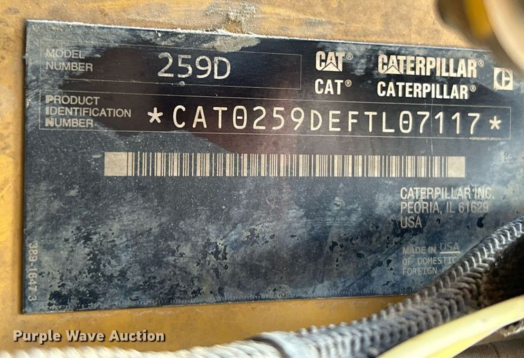 image for item EK2569 2016 Caterpillar 259D tracked skid steer loader