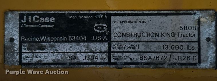 image for item EK2697 1974 Case 580B backhoe