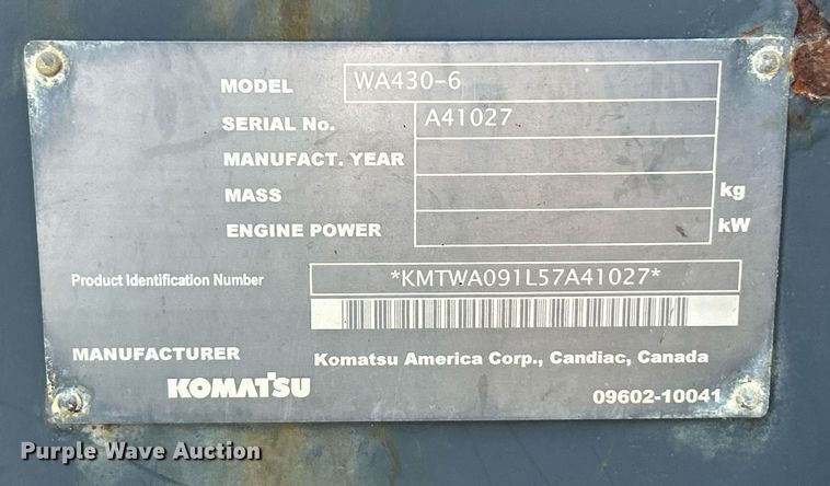 image for item EK2703 2009 Komatsu WA430-6 wheel loader