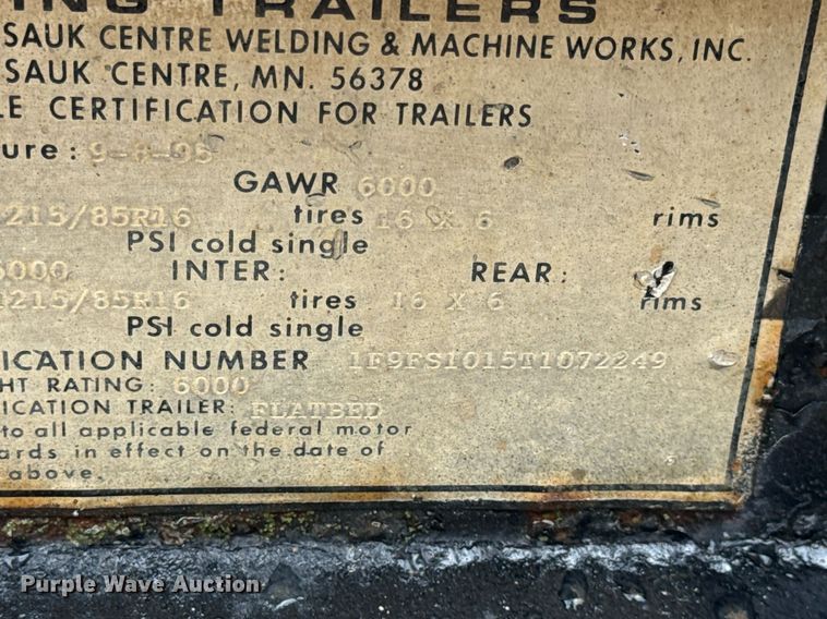 image for item EN5149 1996 Felling tilt deck utility trailer