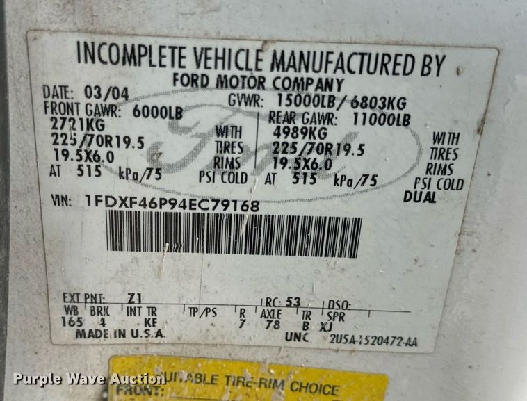 image for item EN5152 2004 Ford F450 Super Duty chipper truck