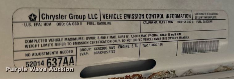 image for item EN5176 2012 Dodge Ram 2500 utility bed pickup truck