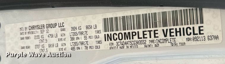 image for item EN5176 2012 Dodge Ram 2500 utility bed pickup truck