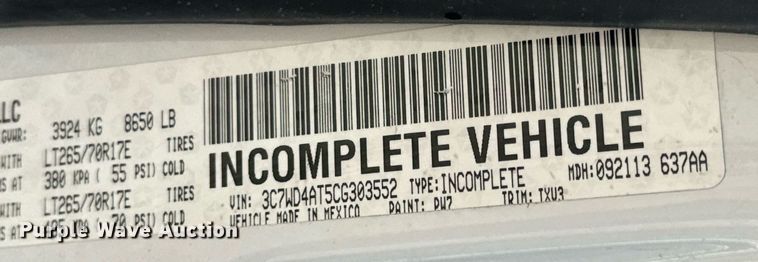 image for item EN5176 2012 Dodge Ram 2500 utility bed pickup truck