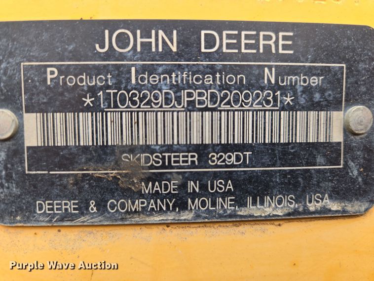 image for item EN8686 2011 John Deere 329D tracked skid steer loader