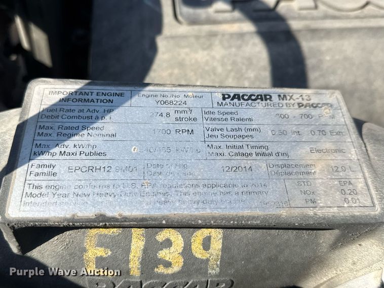 image for item EQ1011 2015 Kenworth T880 semi truck