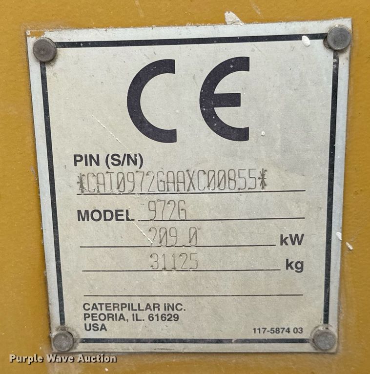 image for item EQ1037 2004 Caterpillar 972G wheel loader