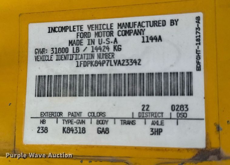 image for item EQ1090 1990 Ford F800 crane truck