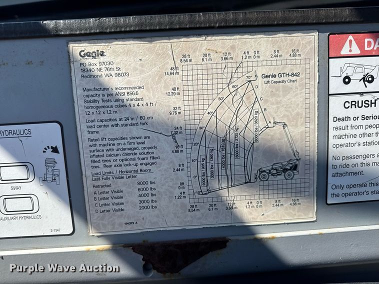 image for item EQ1094 2008 Genie GTH-842 telehandler