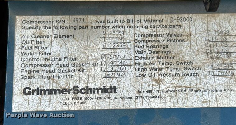 image for item EQ1107 Grimmer Schmidt 125 air compressor