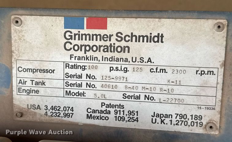 image for item EQ1107 Grimmer Schmidt 125 air compressor