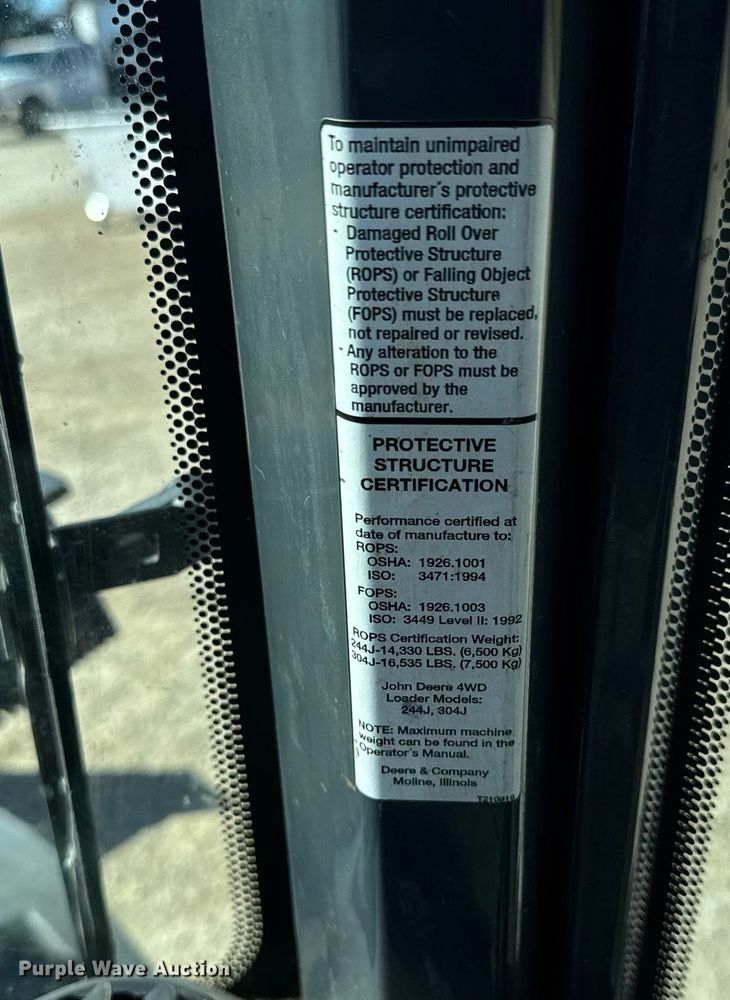 image for item EQ1118 2005 John Deere 244J wheel loader