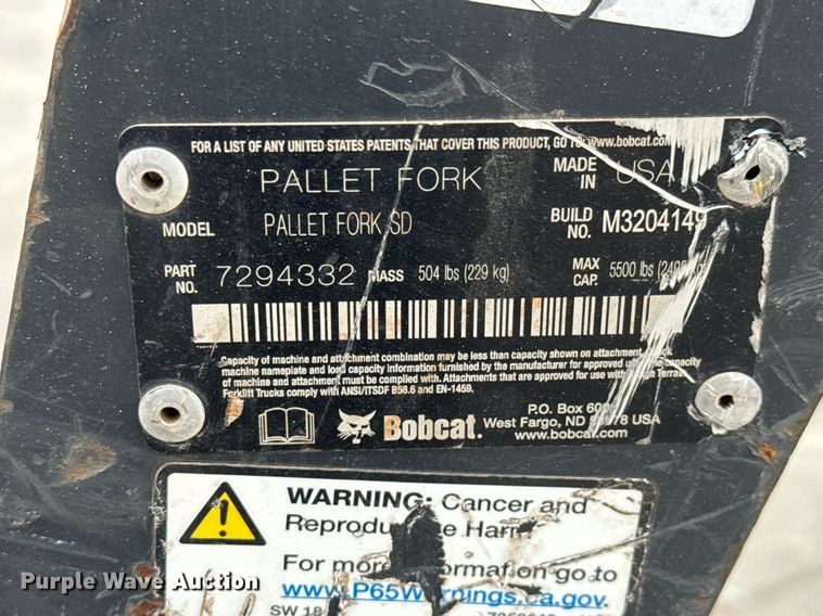 image for item EQ1174 Bobcat Pallet Fork SD skid steer forks