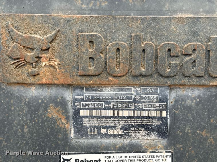 image for item EQ1177 Bobcat 74 Severe Duty skid steer bucket
