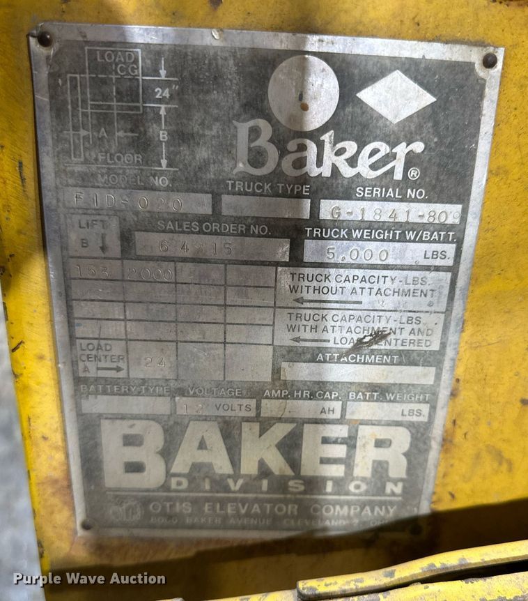 image for item EQ6529 Baker FID020 forklift