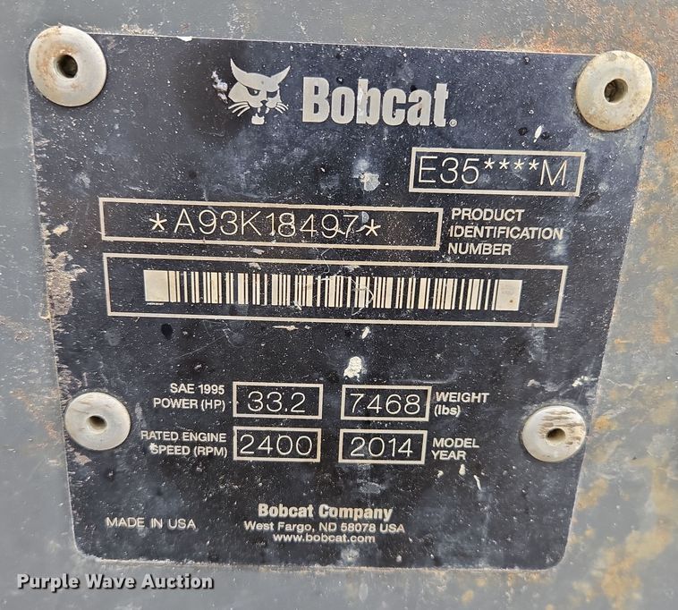 image for item EQ6575 2014 Bobcat  E35 mini excavator