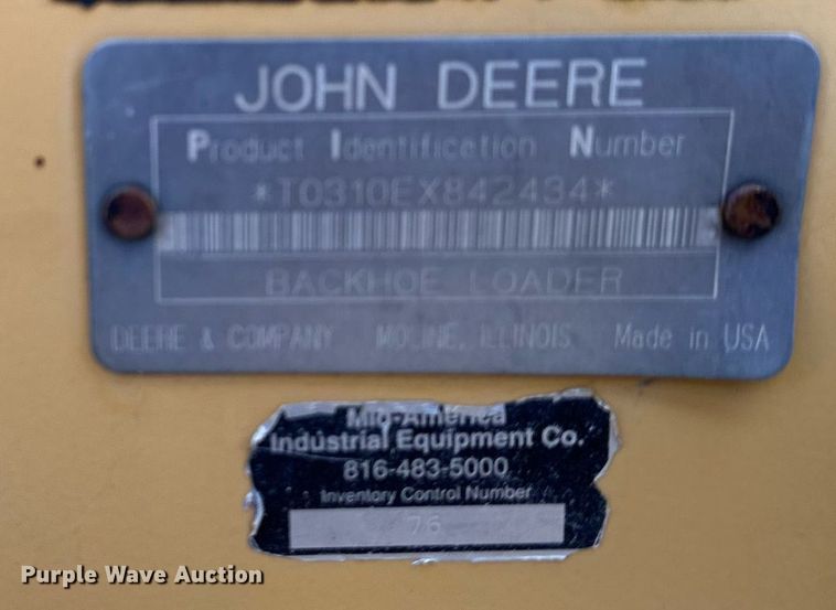 image for item EQ6588 1998 John Deere 310E backhoe