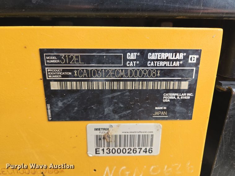 image for item EQ6590 2014 Caterpillar 312EL excavator