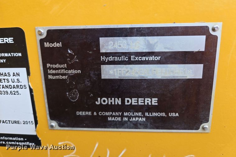 image for item EQ6591 2015 John Deere  245G LC  excavator