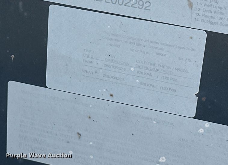 image for item EQ6593 2013 Kaufman lowboy equipment trailer