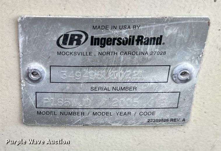 image for item EQ6604 2005 Ingersoll Rand 185 air compressor