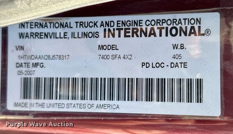 image for item EQ6605 2008 International Workstar 7400 dump flatbed truck