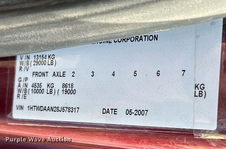 image for item EQ6605 2008 International Workstar 7400 dump flatbed truck