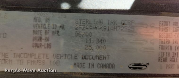 image for item EQ6612 2001 Sterling Acterra flatbed truck