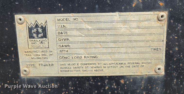 image for item EQ6613 1997 Trail King  TK324-2601 equipment trailer