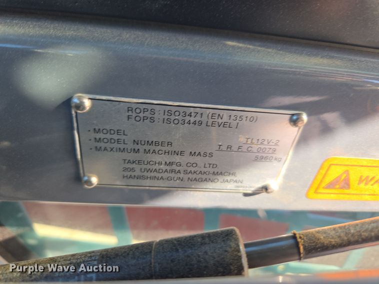 image for item ER5152 2018 Takeuchi TL12V-2 tracked skid steer loader